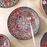 Chaoda Bohême Style Fleur Peint En Céramique Vaisselle Ensemble Unique Et Durable Sous Glaçure Couleur Porcelaine Vaisselle Costume