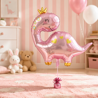 Ballons en forme de dinosaure rose métallique réutilisables BLN, 38 pouces, décorations de fête d'anniversaire pour la rentrée scolaire et la Saint-Valentin