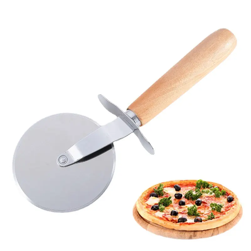 באיכות גבוהה פיצה מתקפלת לפיצה קשן עם ידית עץ לחיתוך כלי חיתוך לוגו מותאם אישית