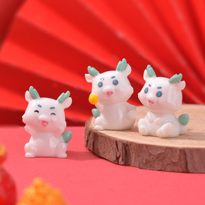 Fresco e carino piccolo Micro paesaggio Home Desktop piccoli ornamenti bianco drago blu nuovo anno in resina artigianale - Product Image 3