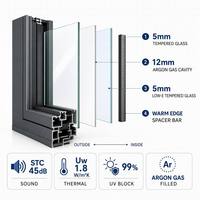 Ventana Abatible de Aluminio de Piso a Techo con Doble Acristalamiento Bajo Emisivo y Relleno de Argón, Diseño Panorámico con Rotura de Puente Térmico
