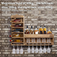 Présentoir à vin mural en bois rustique, étagère de rangement avec bouteille, support en liège en verre pour la maison, Bar, décoration de cuisine