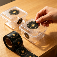 Autocollant rond personnalisé en vinyle adhésif imperméable pour sceller les boîtes à emporter, avec logo de marque, pour l'étiquetage des emballages alimentaires des restaurants