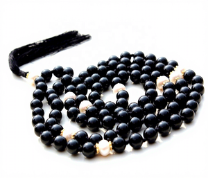 Collier Mala en Onyx Noir Naturel 108 Perles Noué à la Main Bijoux Spirituels de Prière et de Yoga - Product Image 5