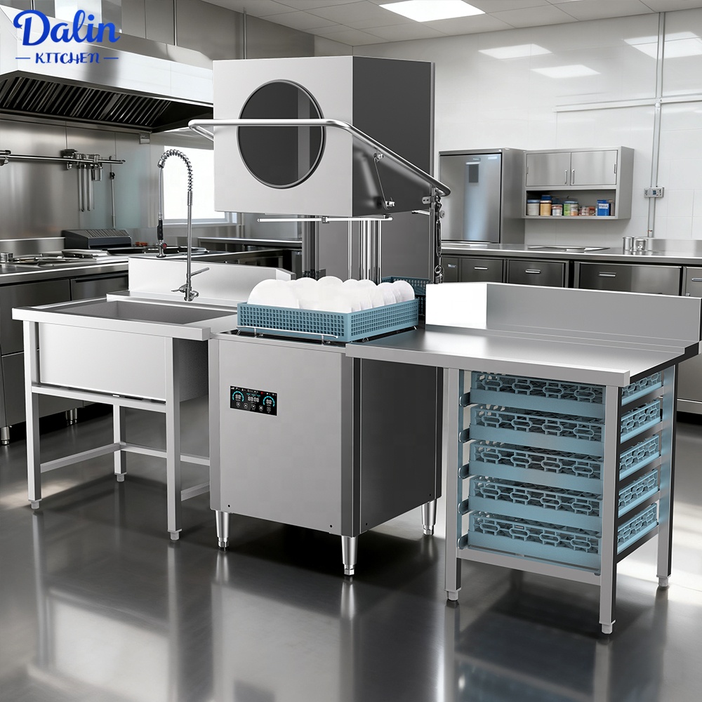 Commercial Restaurant Dishwasher Stainless Steel CE Certified High Efficiency 60 Basket/h Smart Automatic Dish Washing Machine