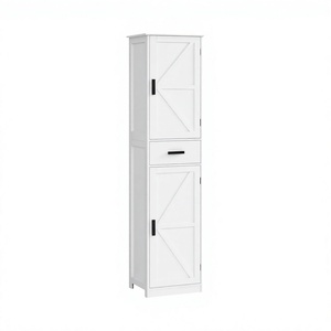 Phoenix ES-04 Hot Selling <b>Tall</b> White Modern Design Bathroom Storage Cabinet with 6 Adjustable MDF -<b>Shelves</b> and Drawer - Product Image 4