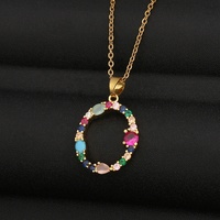 Bijoux personnalisés Lettre Nom Pendentif Alphabet Zircon coloré Collier personnalisé avec nom