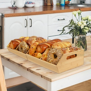 Cubo de almacenamiento apilable de bambú Estante de almacenamiento de cocina Respetuoso con el medio ambiente Ahorro de espacio Divisor extraíble - Product Image 3