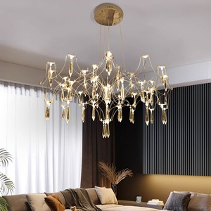 Luces de cristal modernas para sala de estar, lámparas de decoración del hogar para dormitorio, lámpara colgante de acero inoxidable <span class=keywords><strong>Mira</strong></span> - Product Image 6