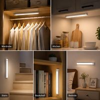 Barre lumineuse LED intelligente à détecteur de mouvement magnétique, rechargeable, lampe de nuit sous l'armoire