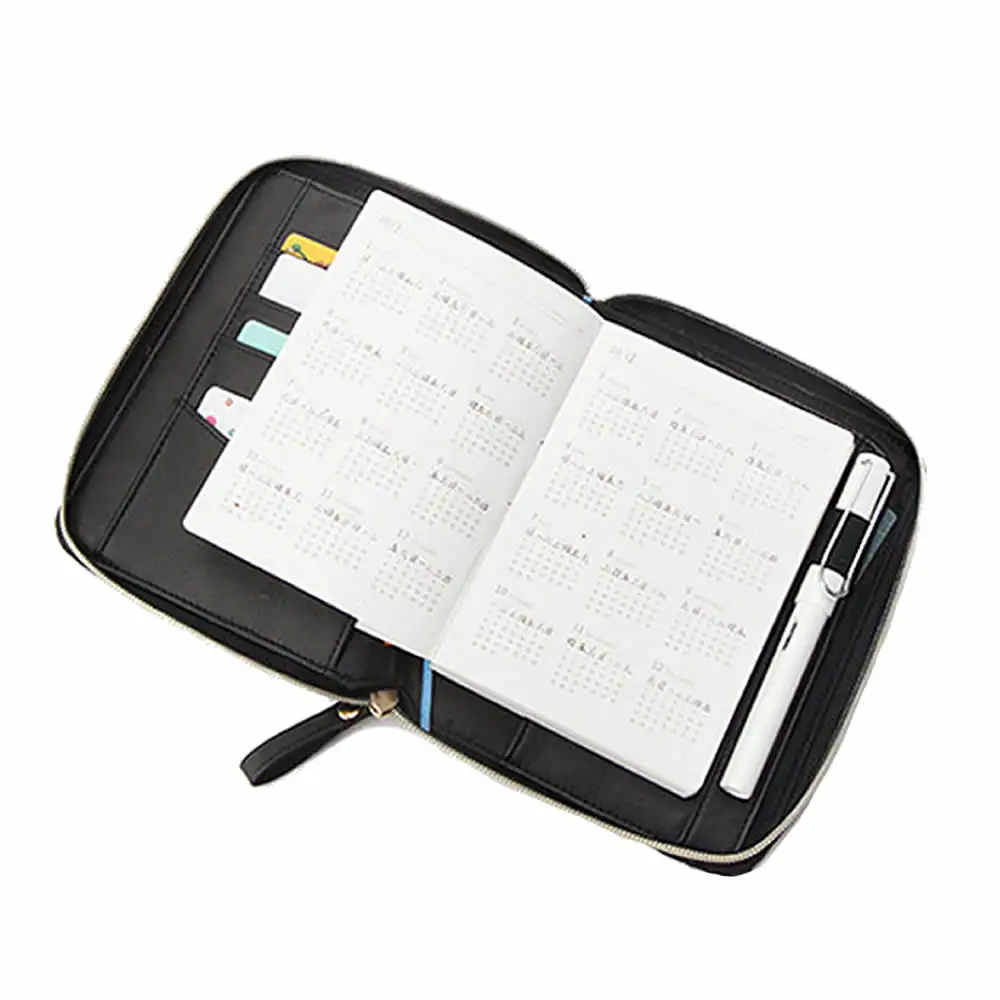 Hohe qualität zipper binder A5 planer notebook datei ordner mit tasche brieftasche