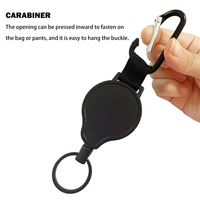 Vente en gros de lanière en nylon à câble métallique de 1mm, mousqueton à 90 degrés en forme de D, porte-bobine de badge, porte-clés rétractable