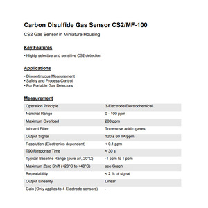 Capteur de gaz disulfure de carbone Membrapor Cs2/Mf-100 0-100 ppm électrochimique pour détecteurs portables - Product Image 1