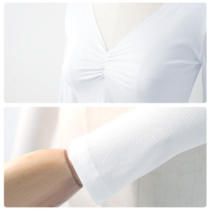 Ivoogle Adultes Col en V Manches Longues Hauts Chauds Femmes Tricoté Ballet Danse Formation Blouses - Product Image 5