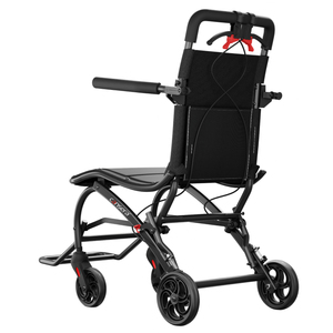 卸売価格 超軽量ポータブル旅行用車椅子 6インチソリッドホイール S字型シートクッション カーボンスチールフレーム 障害者向け - Product Image 3