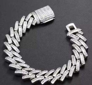 Bracelet gourmette de luxe en argent sterling 925 avec diamant de laboratoire, finition polie, bijou élégant pour le quotidien - Product Image 3