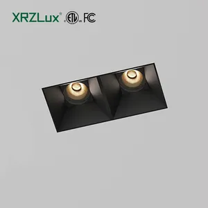 XRZLux Luz embutida quadrada para sala de estar e iluminação interna e interior, luz embutida para teto alto CRI ETL 20W, cabeça dupla quadrada AC110V-220V