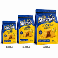 Pochette à fond plat personnalisée imprimée numériquement pour l'emballage de snacks (corn-flakes, biscuits) avec fermeture éclair refermable et soufflet latéral