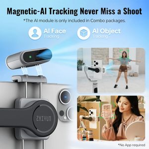<span class=keywords><strong>ZHIYUN</strong></span> CINEPEER CQ5 Combo Stabilisateur de cardan à 3 axes avec lumière de remplissage magnétique AI Tracker, tige d'extension, commande vocale - Product Image 5