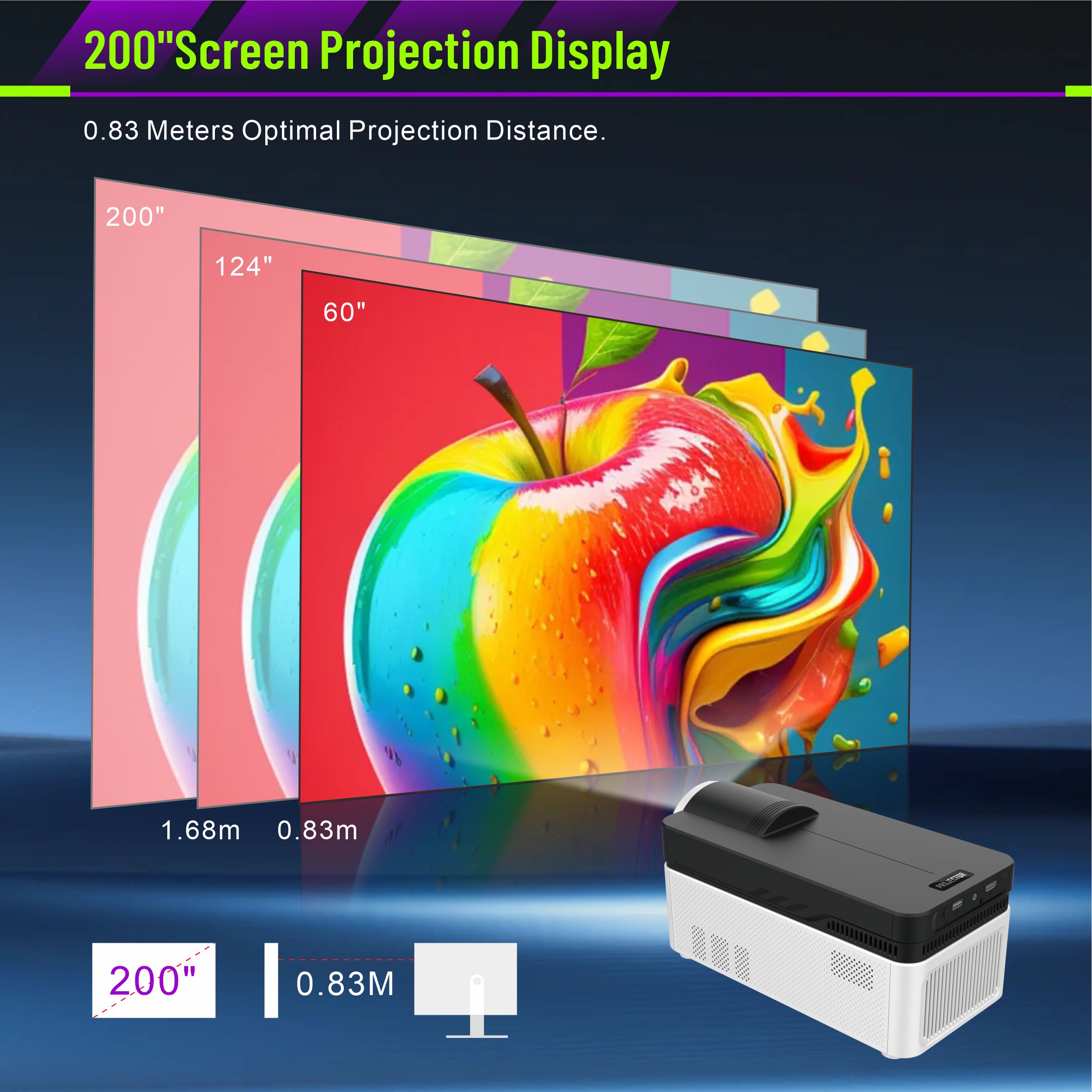 Proiettore Smart ALWTNIET HY450 1080P - 700 ANSI, Android 11, WiFi 6, Per Casa Ed Esterno - Foto 2