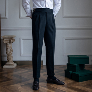Autumn Italy Naples High Waist Straight <strong>Trousers</strong> <strong>UK</strong> <strong>Men's</strong> <strong>Casual</strong> Business Western Suit Pants - Product Image 5