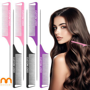Peine <span class=keywords><strong>de</strong></span> peluquería profesional superventas con logo personalizado, herramienta <span class=keywords><strong>de</strong></span> estilismo para el hogar y salón, con mango <span class=keywords><strong>de</strong></span> plástico y cepillo <span class=keywords><strong>de</strong></span> limpieza <span class=keywords><strong>de</strong></span> punta fina - Product Image 1