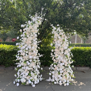 Arche florale artificielle en forme de croissant de <span class=keywords><strong>lune</strong></span> avec roses roses et blanches, toile de fond pour scène d'événement et décoration photo - Product Image 2