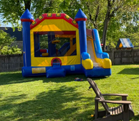 Commerciële buiten springkussen combinatie met glijbaan voor kinderen en volwassenen