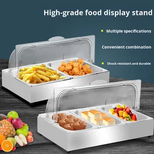 Soporte de exhibición de comida de buffet de plástico eléctrico para bocadillos, frutero, postre, <span class=keywords><strong>Sushi</strong></span>, platos fríos, mariscos refrigerados - Product Image 2