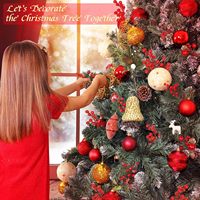 Bouquet de Décoration de Noël Artificielle : Branche de Pin à Aiguilles, Pomme de Pin, Baies Rouges et Flocons de Neige