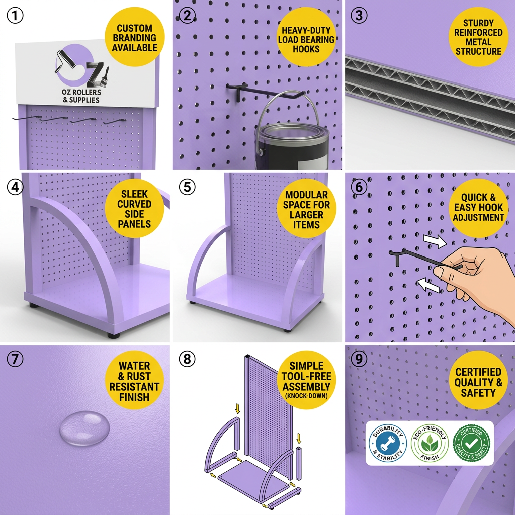Metal Pegboard Display Stand Retail Store Fixture Floor Standing 3C Accessory Phone Case Cable Rack FSDU Power Bank Shelf Logo — view 5