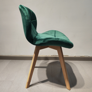 Silla de comedor sencilla y elegante, silla de café de ocio creativa de terciopelo verde esmeralda, silla de comedor de terciopelo Kora, Sillas minimalistas - Product Image 5