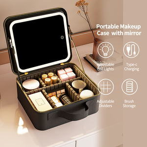 Organizador de maquillaje portátil de viaje, caja de almacenamiento, bolsa de maquillaje Led desmontable con espejo iluminado - Product Image 4