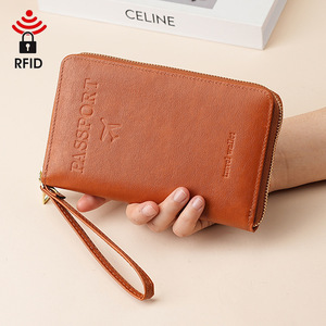 Wholesale Waterproof RFID Blocking Short PU Polyester Hasps Closure Multi Pocket <b>Travel</b> Wallet Handbag Organizer <b>Documents</b> Cards - Product Image 5