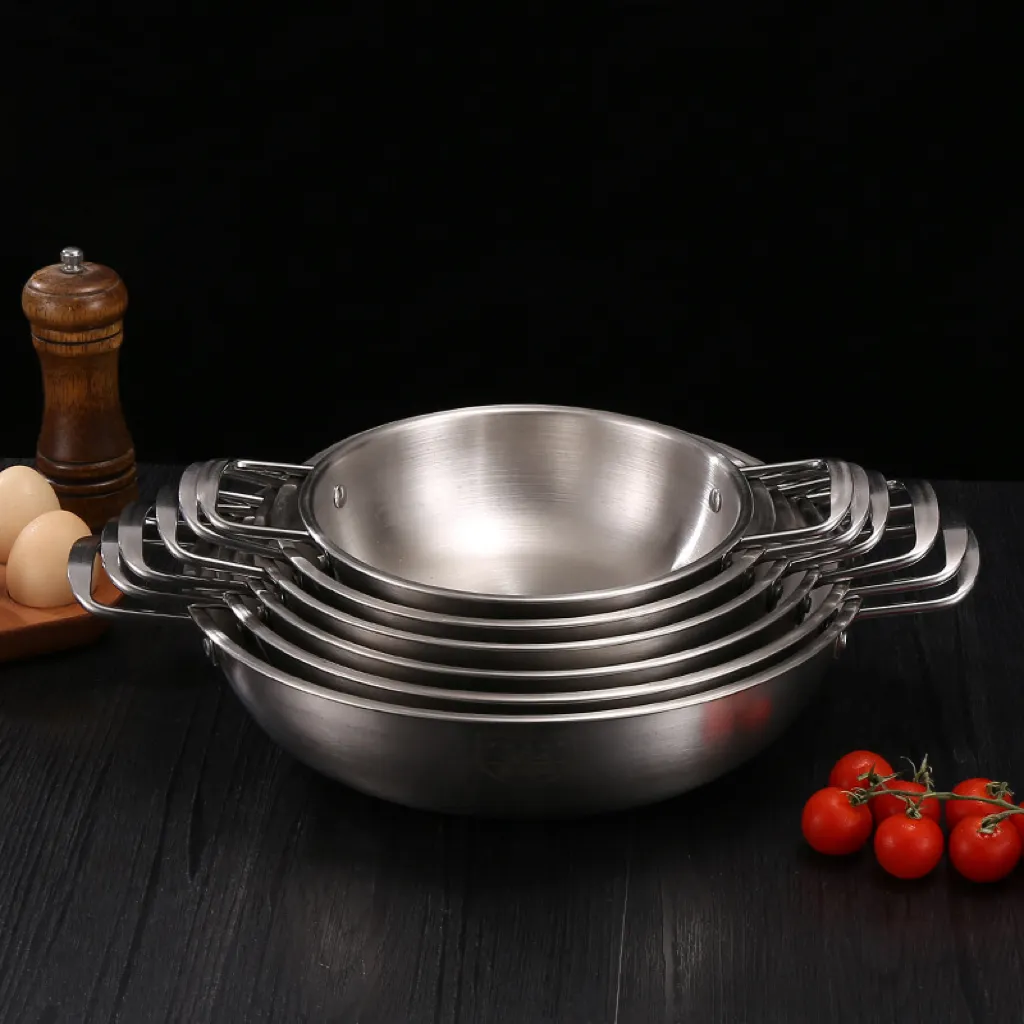 金属製ナチュラルカラー調理鍋ハンドル付きキッチンステンレス鋼ドライポット韓国