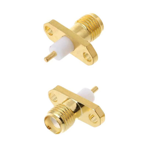 Connecteur RF plaqué or à mémoire de forme, mâle et femelle, à souder, à 2 trous, avec bride, pour carte de circuit imprimé - Product Image 1