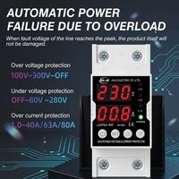 Dispositif de protection de circuit domestique 220V, neuf, à réinitialisation automatique, limiteur de surtension/sous-tension et de courant 63A
