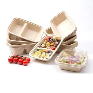 Récipients alimentaires à emporter compostables avec couvercle en PET bols jetables contenants alimentaires biodégradables pour préparation de repas pour restes de salade
