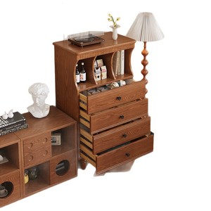 Vintage Ash Wood Four <b>Drawer</b> Chest Storage Cabinet Bedroom Living Room Sideboard - Product Image 5