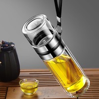 Bouteille d'eau en verre borosilicate incassable de 450 ml/350 ml, design européen, motif personnalisé, avec infuseur à thé et filtre – Vente en gros