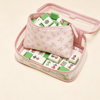 Sac de Mahjong en vinyle imprimé léopard, idéal pour les voyages, sac en PVC élégant pour ranger les tuiles, cadeau pour les amateurs de Mahjong