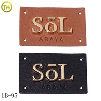 Logo en relief personnalisé Patch Design cuir noir Jeans métal lettre étiquette insigne pour vêtements