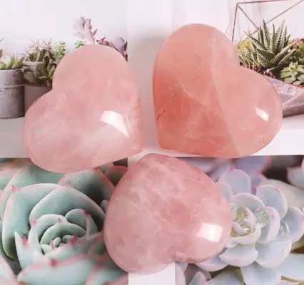 Bán Buôn Tự Nhiên Chất Lượng Cao Chữa Bệnh Tinh Thể Hình Trái Tim Rose Quartz Tim Cho Tình Yêu