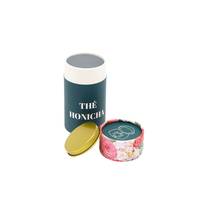 Boîte cylindrique en papier gaufré de qualité alimentaire pour café en grains et thé, avec couvercle métallique