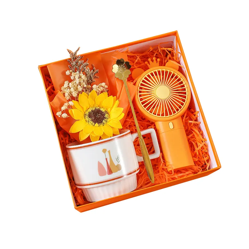Birthday Gifts Wedding Souvenir Set Valentine's Day Gift Bundle Portable Fan Insulated Mug Towel and More in Stylish
