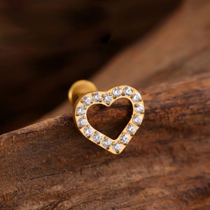 Piercing pour lèvre en titane en forme de cœur, alliage G23, boucles d'oreilles unisexes, bijoux de mode - Product Image 4