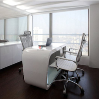 Bureau de direction ovale en acrylique massif blanc, 150 couleurs au choix, conception OEM