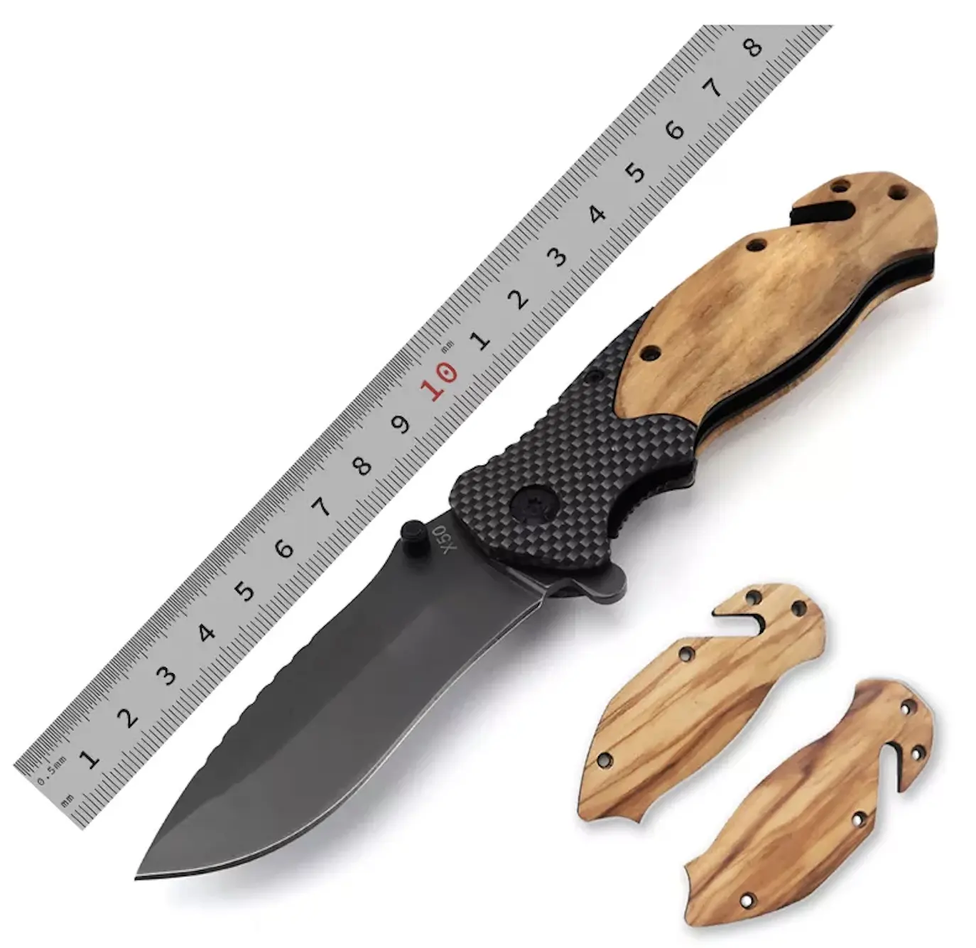 Barato precio bajo mango de madera de olivo campamento al aire libre CSGO EDC camping supervivencia táctico plegable bolsillo cuchillo de caza