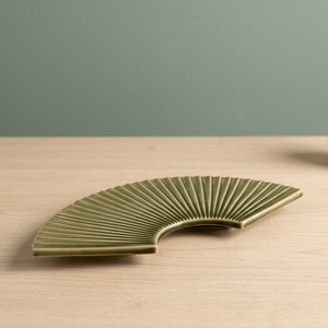 Ceramic Fan Shape Sushi <b>Plate</b> Irregular <b>Mats</b> & Pads Oriental Design Handmade Durable Washable Table Decoration - Product Image 1
