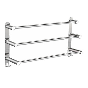 Porte-serviettes mural en acier inoxydable Hundred Flags, 3 barres, réglable, design minimaliste pour salle de bain et toilettes - Product Image 1
